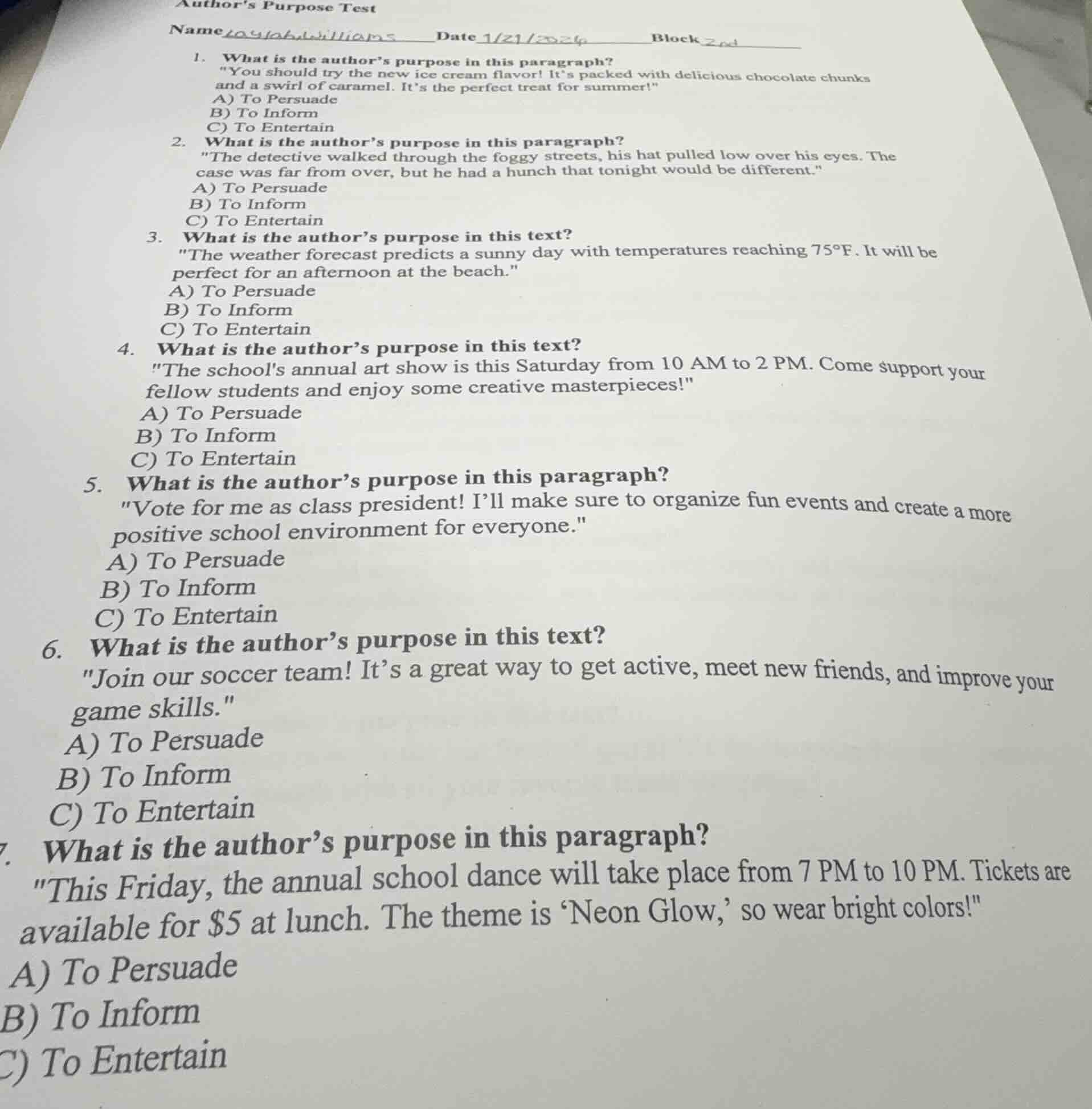 authors purpose test name____________________ date_______________ block…