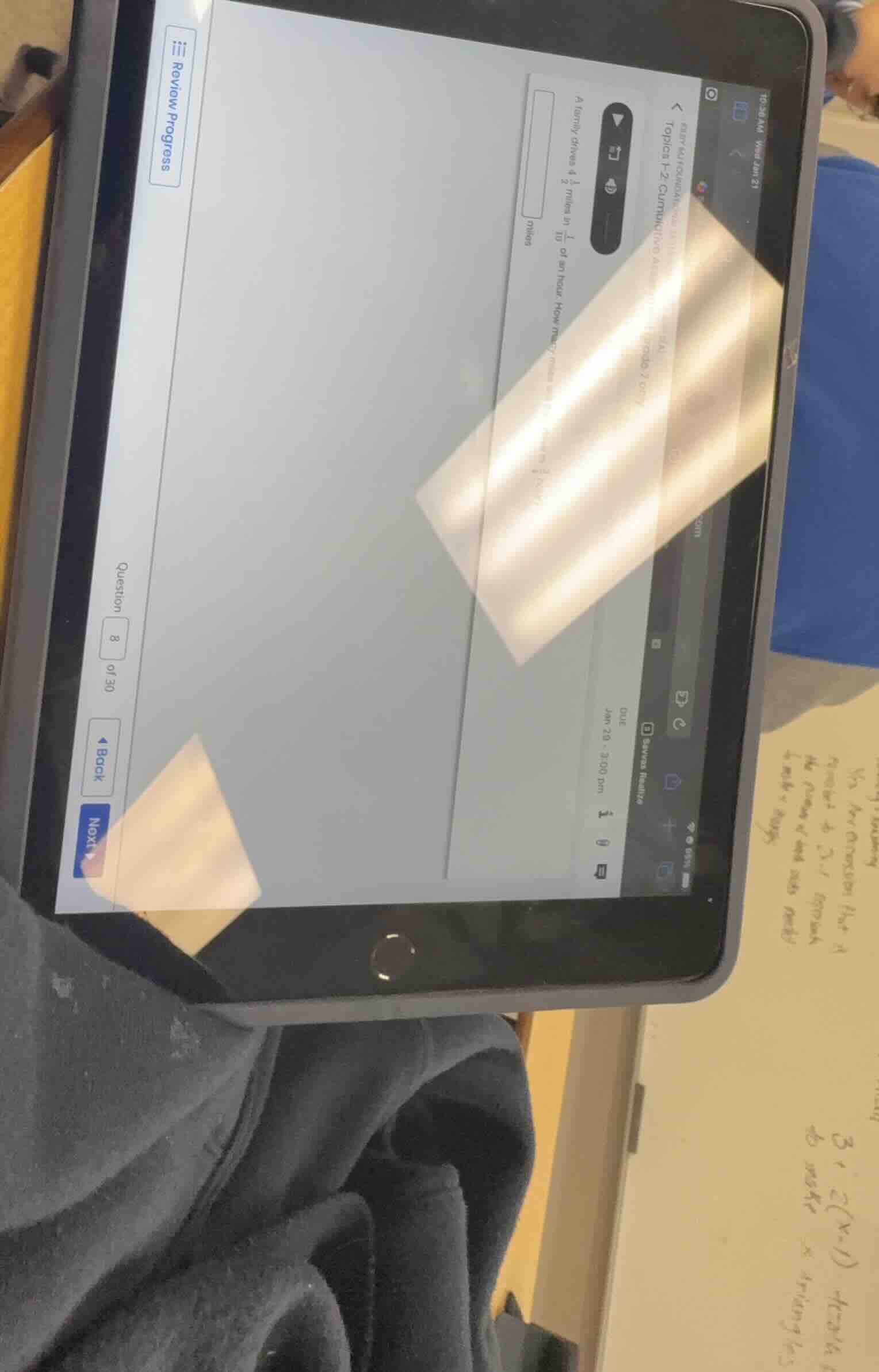 a family drives 4 \\( \\frac{1}{2} \\) miles in \\( \\frac{1}{10} \\) o…