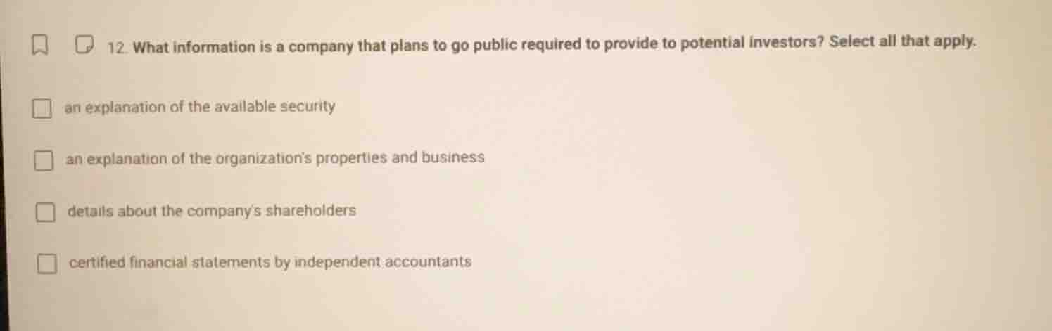 12. what information is a company that plans to go public required to p…