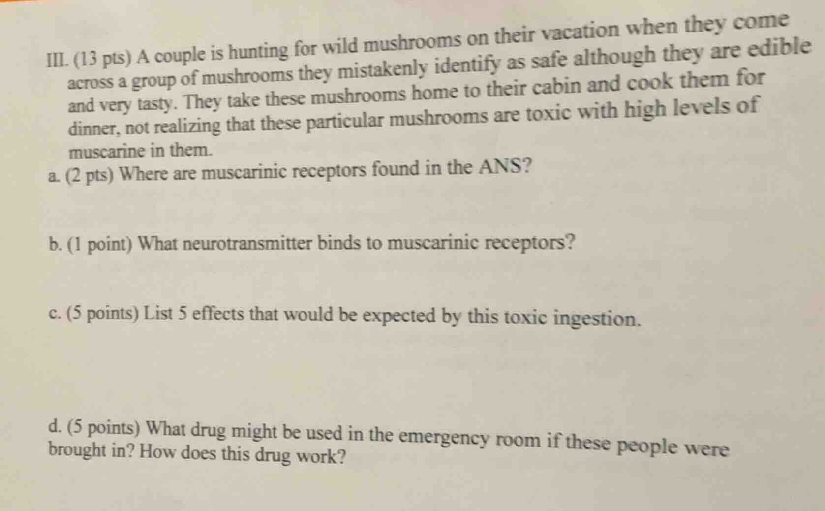 iii. (13 pts) a couple is hunting for wild mushrooms on their vacation …