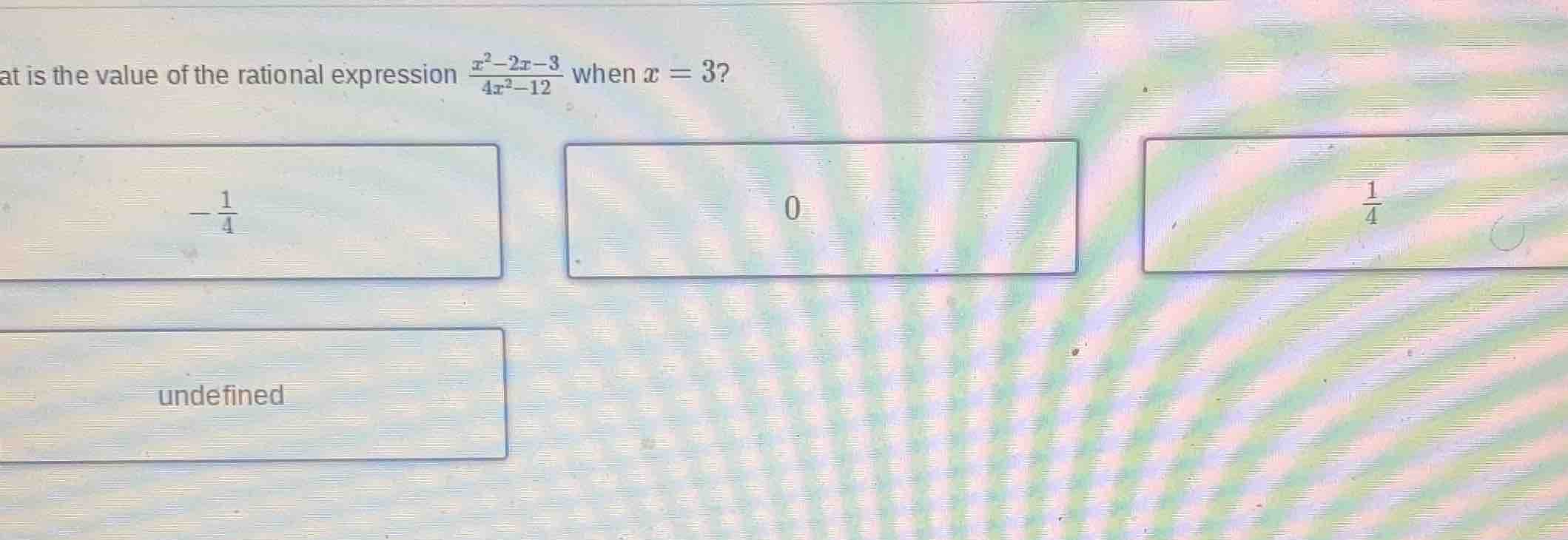 what is the value of the rational expression \\(\\frac{x^2 - 2x - 3}{4x…