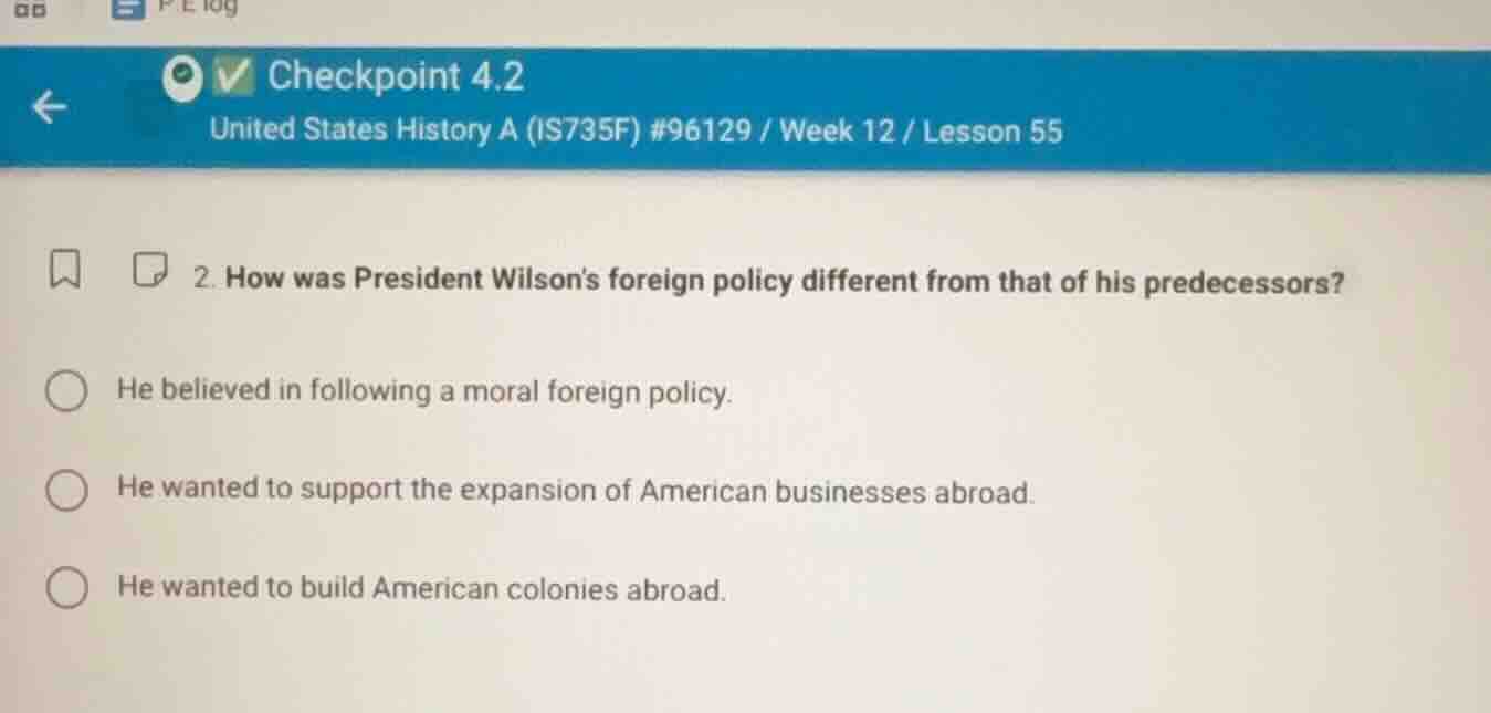 checkpoint 4.2 united states history a (is735f) #96129 / week 12 / less…