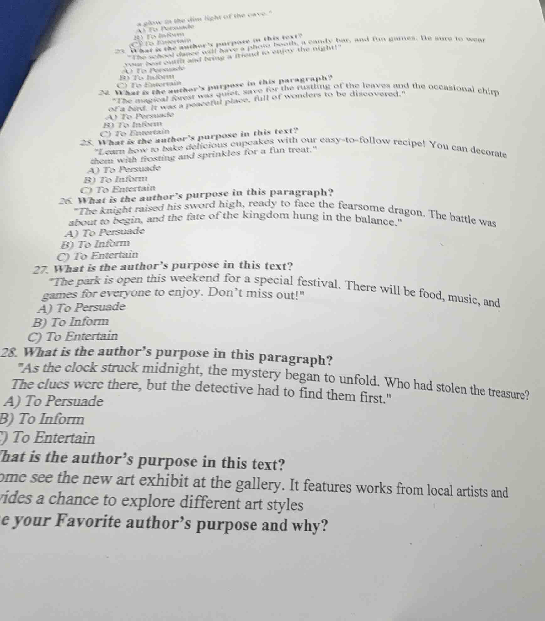23. what is the authors purpose in this text? \the school dance will ha…
