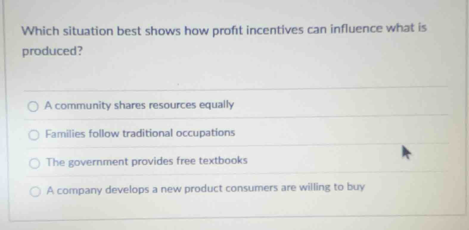 which situation best shows how profit incentives can influence what is …