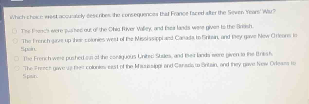 which choice most accurately describes the consequences that france fac…