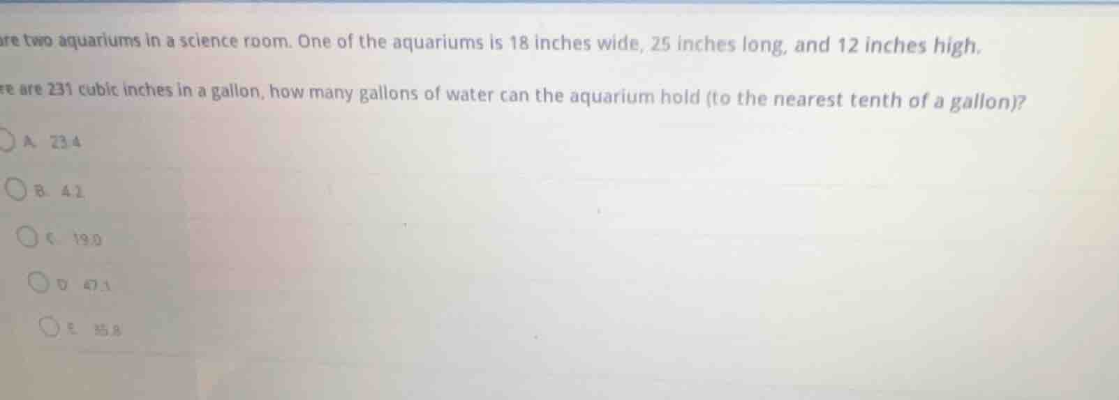 are two aquariums in a science room. one of the aquariums is 18 inches …