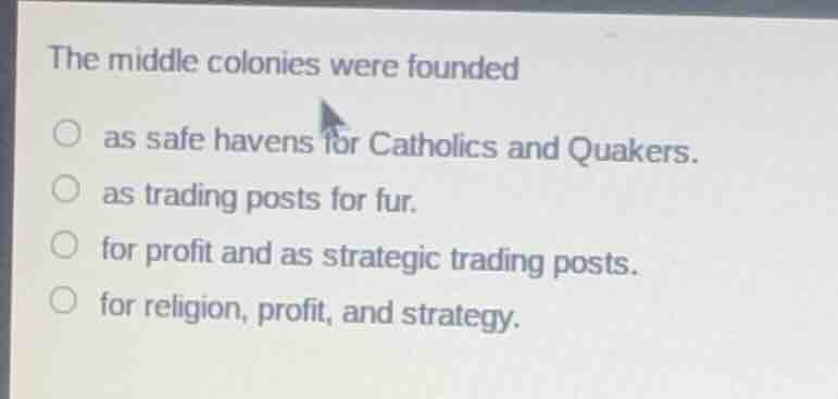 the middle colonies were founded as safe havens for catholics and quake…