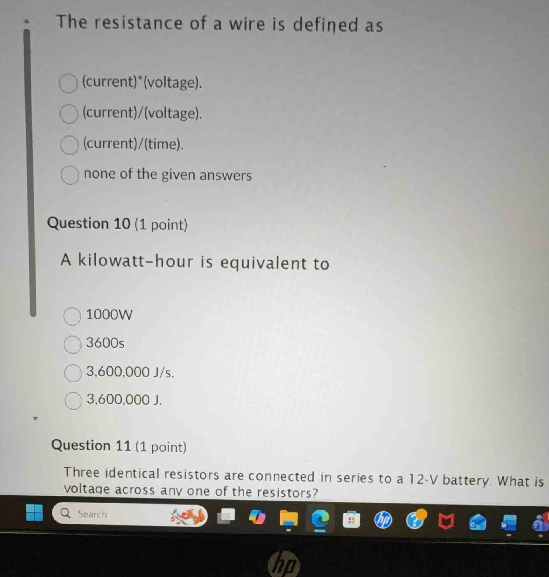 the resistance of a wire is defined as (current)*(voltage). (current)/(…