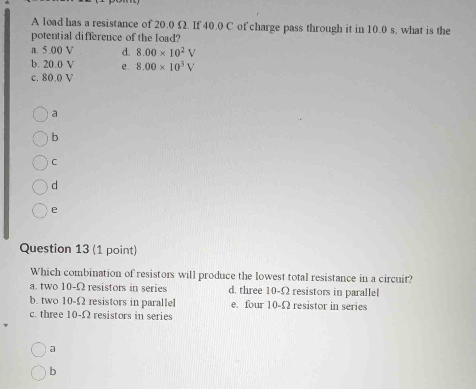 a load has a resistance of 20.0 ω. if 40.0 c of charge pass through it …