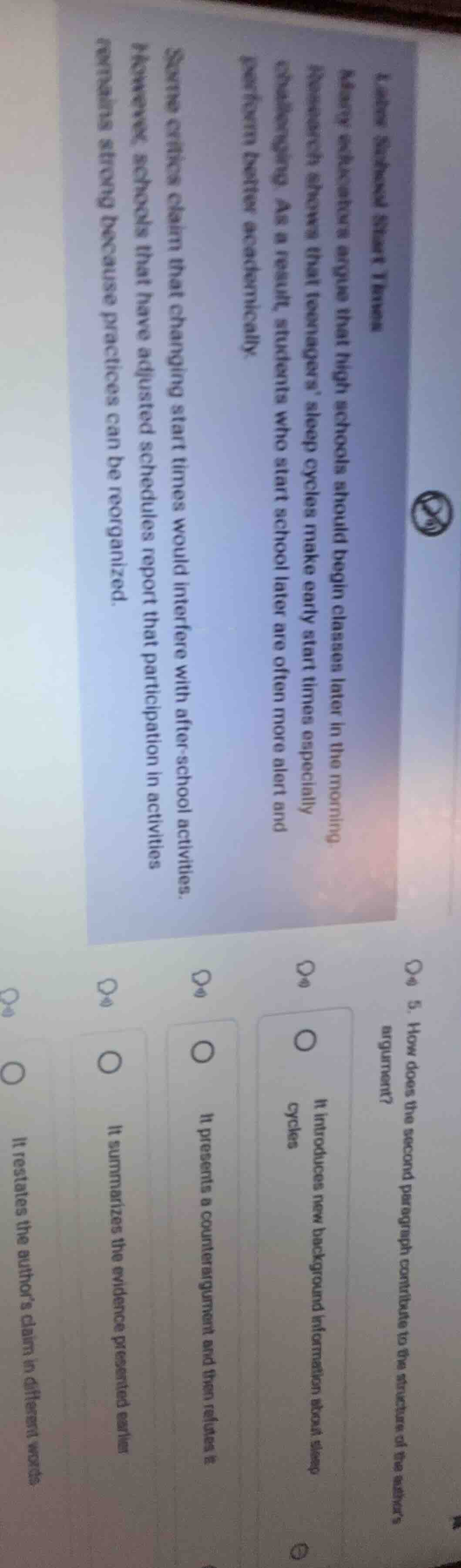 5. how does the second paragraph contribute to the structure of the aut…