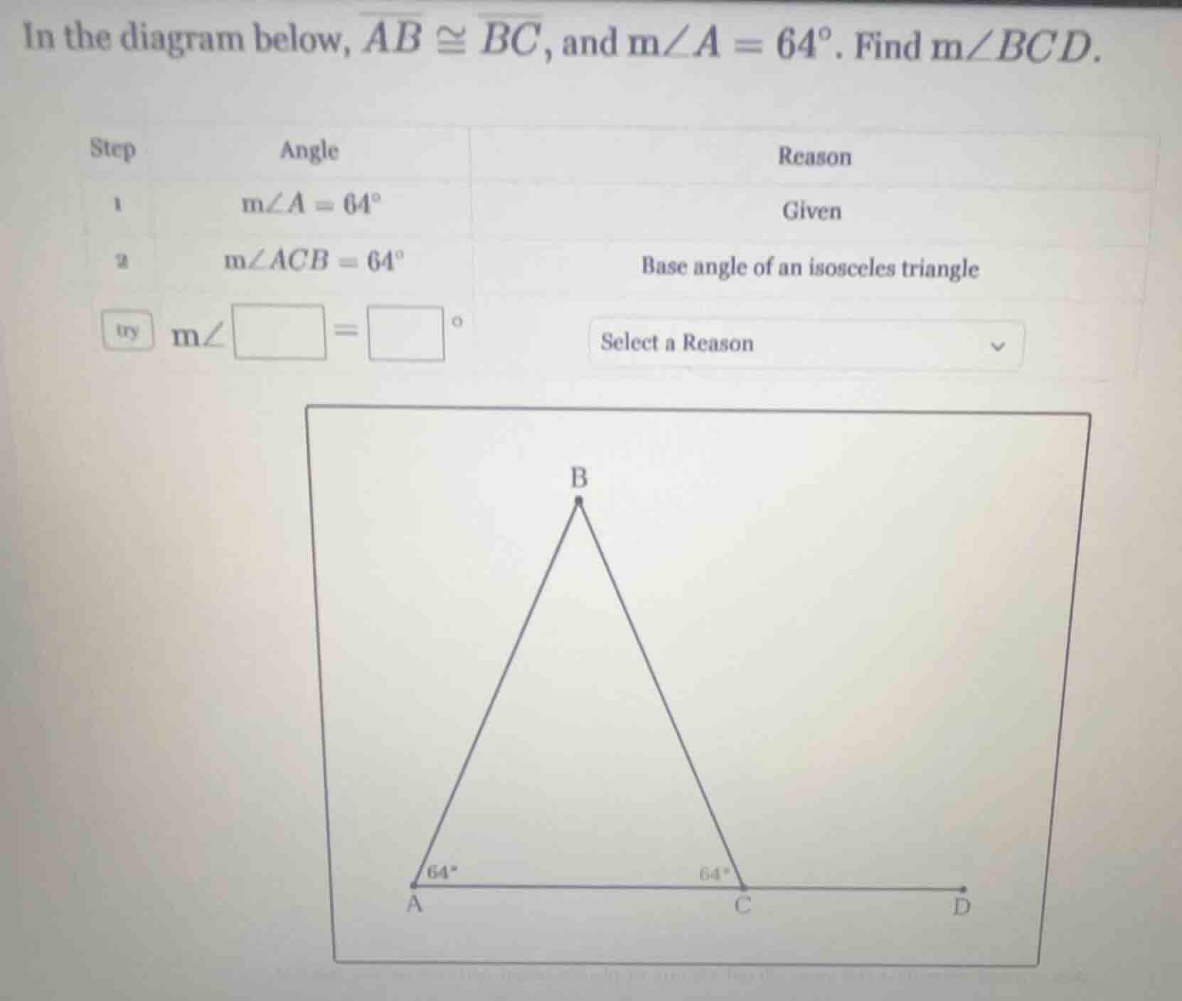 in the diagram below, \\(\\overline{ab} \\cong \\overline{bc}\\), and \…
