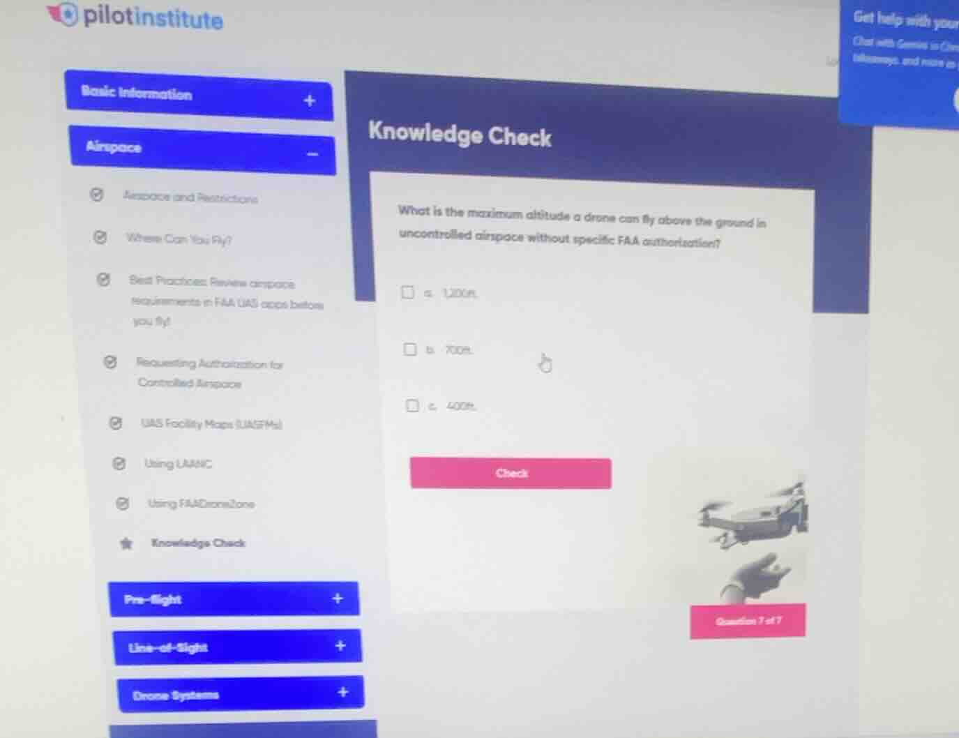 knowledge check what is the maximum altitude a drone can fly above the …