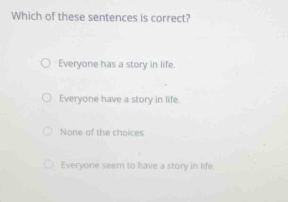 which of these sentences is correct? everyone has a story in life. ever…