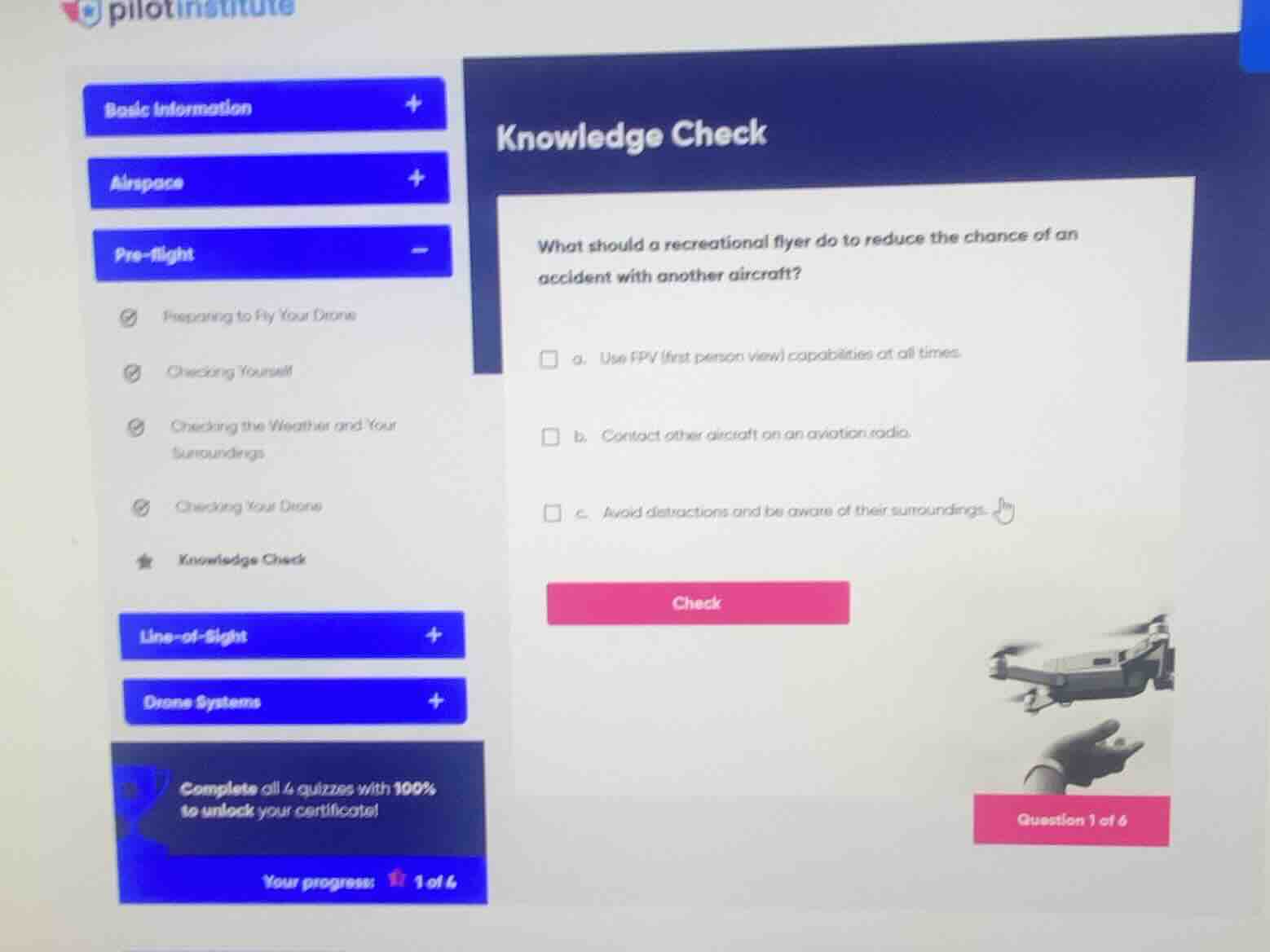 knowledge check what should a recreational flyer do to reduce the chanc…