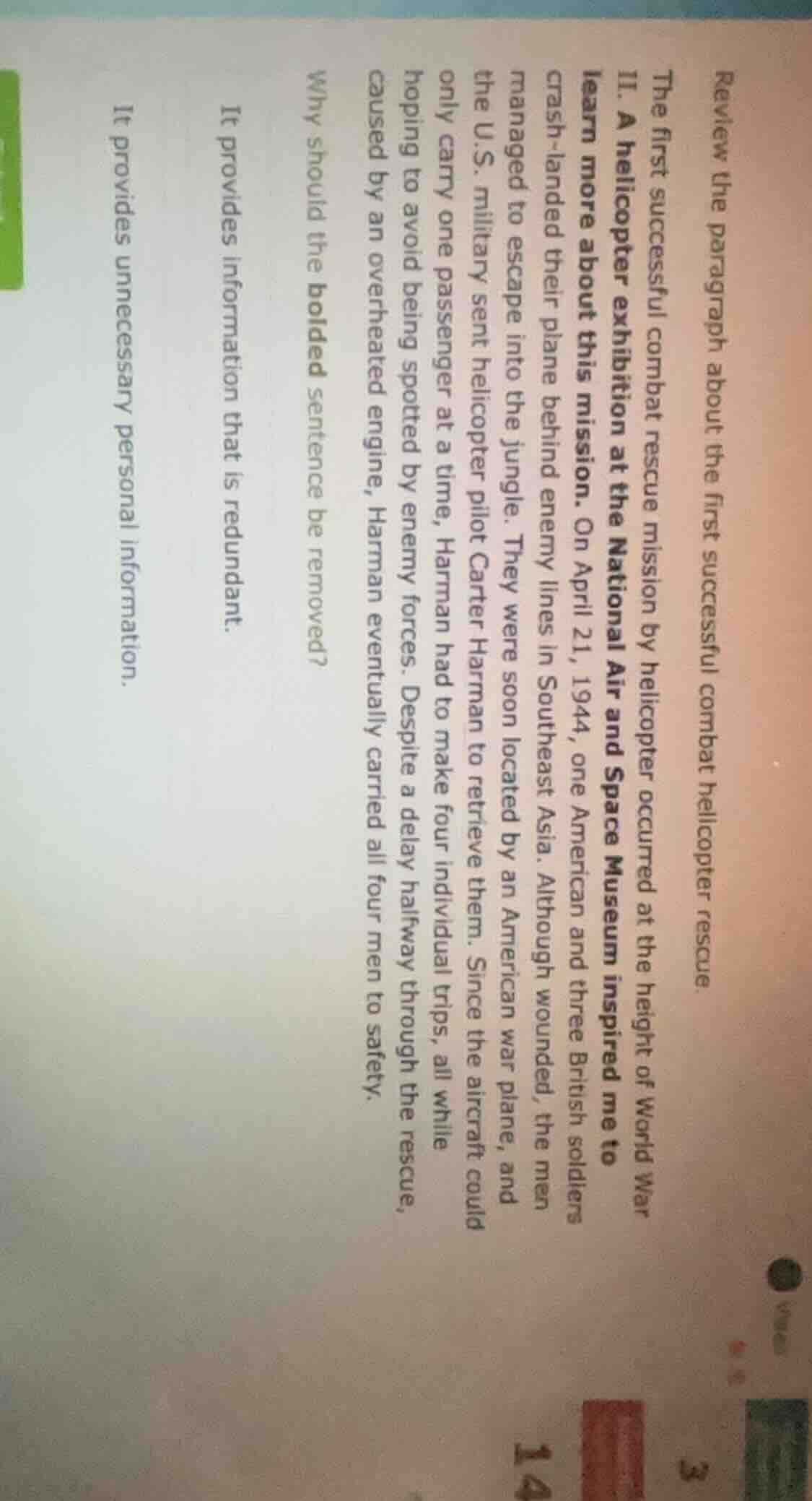 review the paragraph about the first successful combat helicopter rescu…