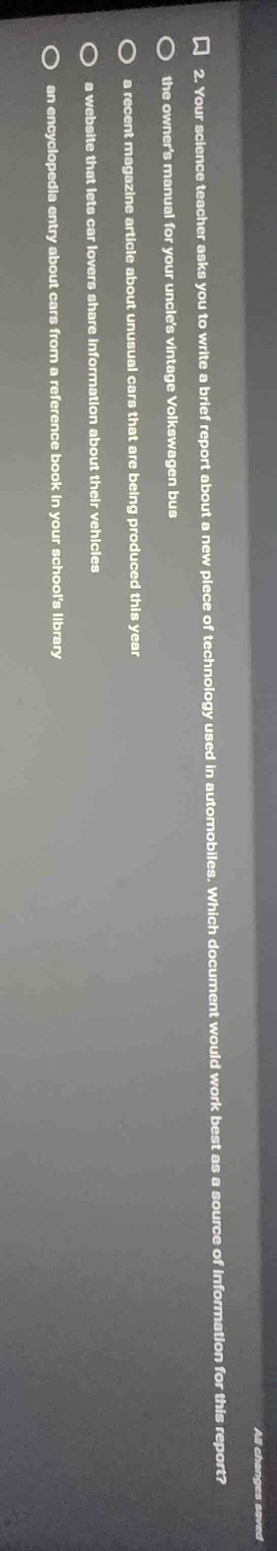 2. your science teacher asks you to write a brief report about a new pi…