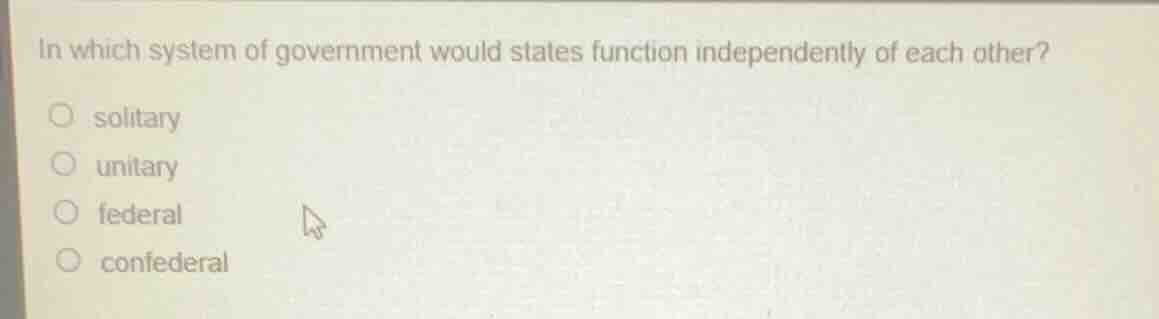 in which system of government would states function independently of ea…