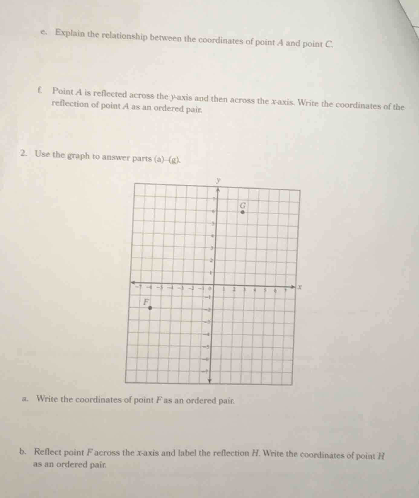 e. explain the relationship between the coordinates of point a and poin…