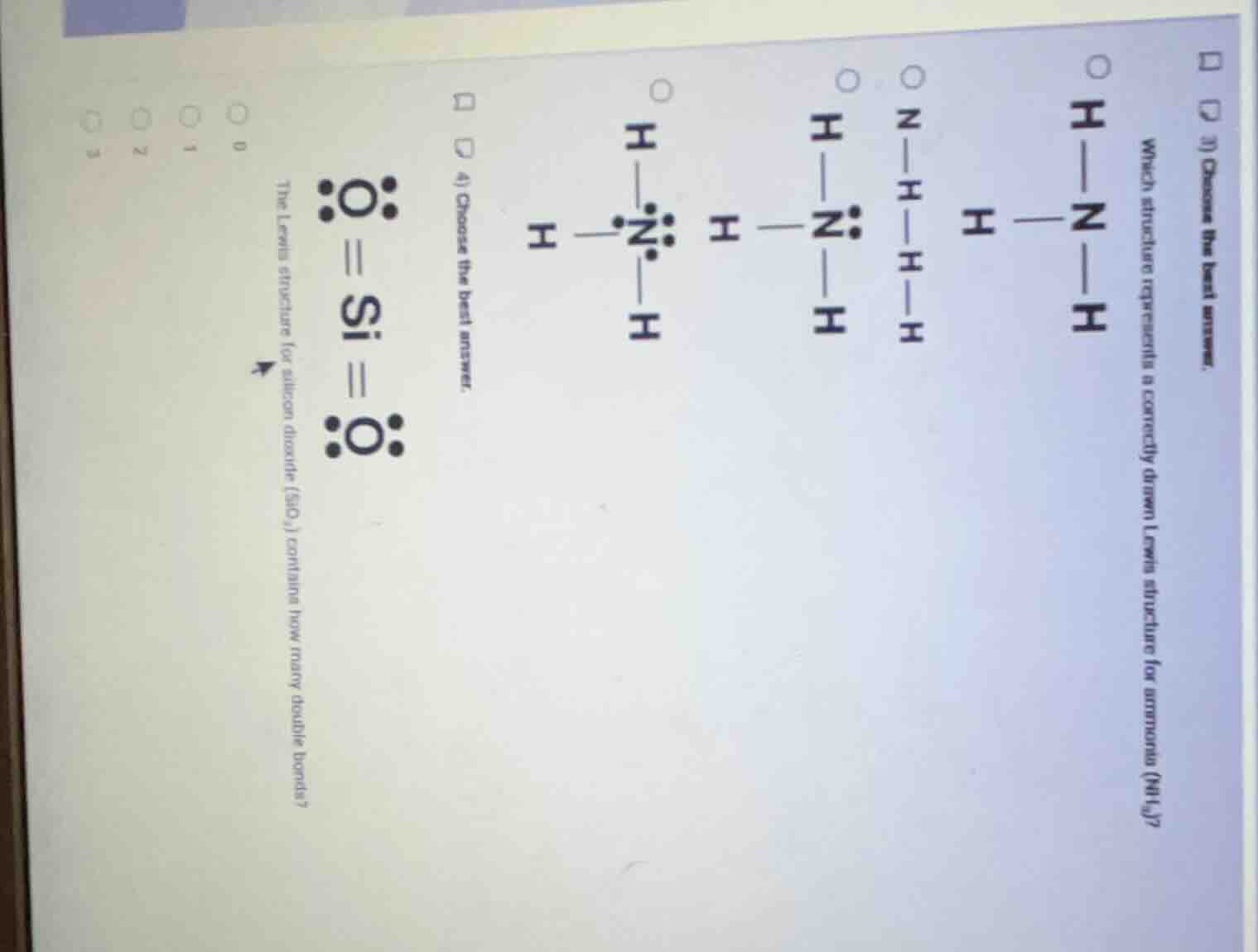 3) choose the best answer. which structure represents a correctly drawn…