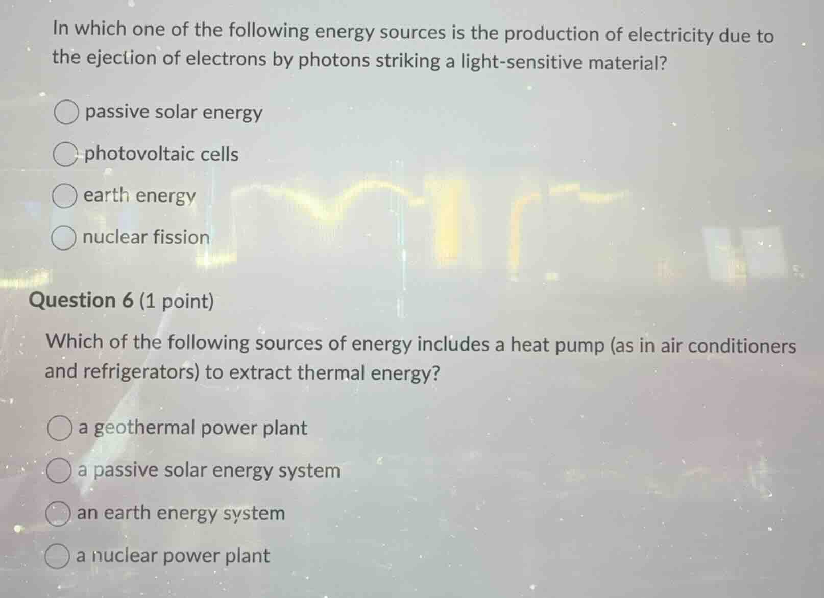 in which one of the following energy sources is the production of elect…