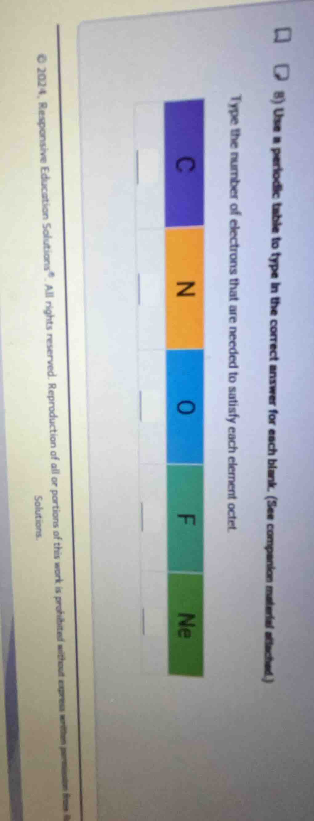 9) use a periodic table to type in the correct answer for each blank. (…