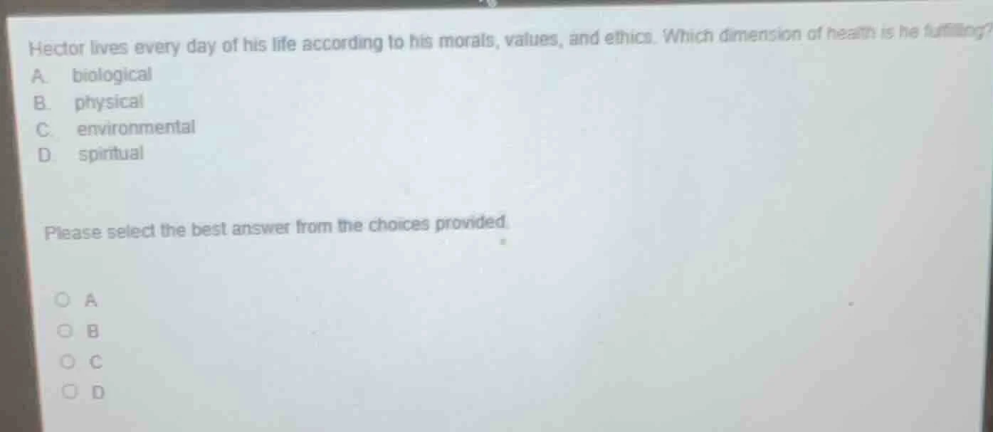 hector lives every day of his life according to his morals, values, and…