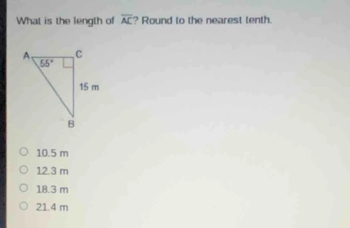 what is the length of $overline{ac}$? round to the nearest tenth. a tri…