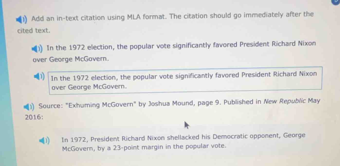 add an in-text citation using mla format. the citation should go immedi…