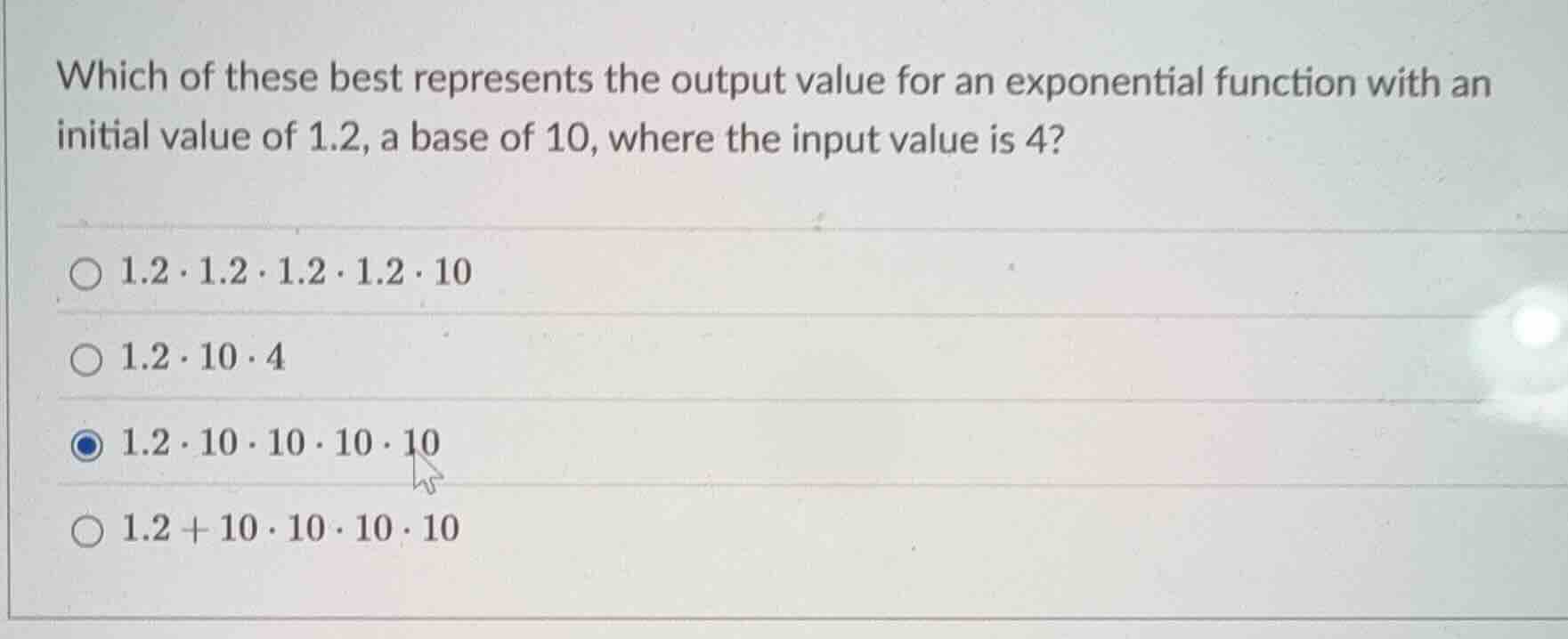 which of these best represents the output value for an exponential func…
