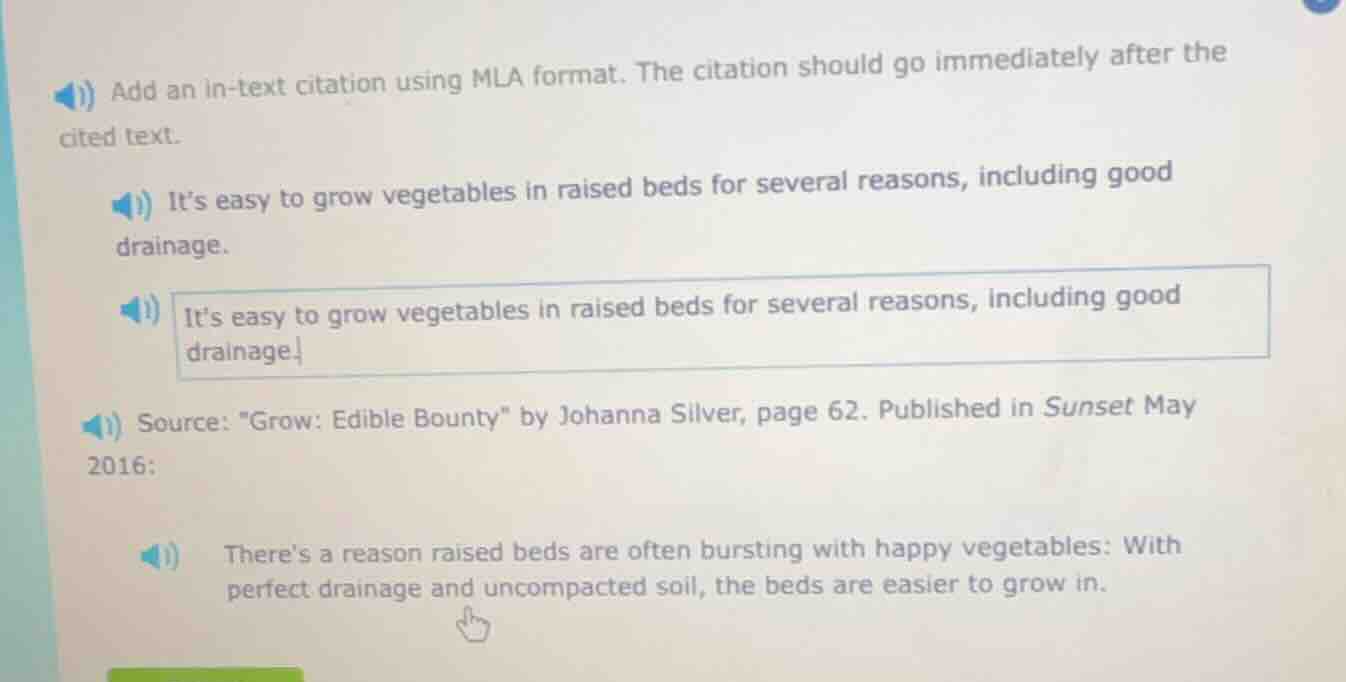 add an in-text citation using mla format. the citation should go immedi…
