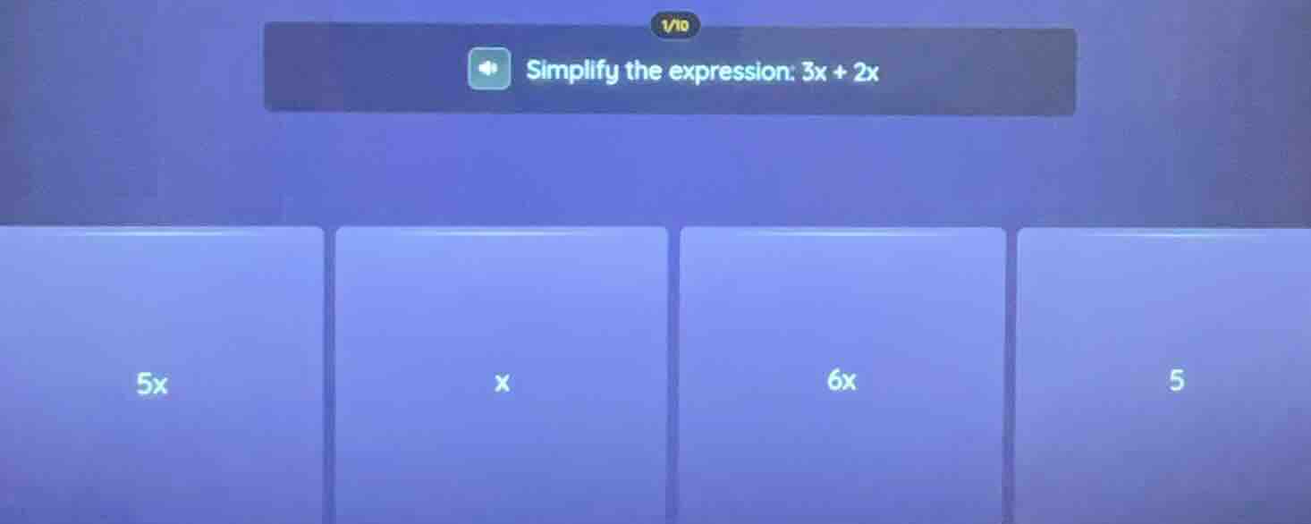 simplify the expression: 3x + 2x