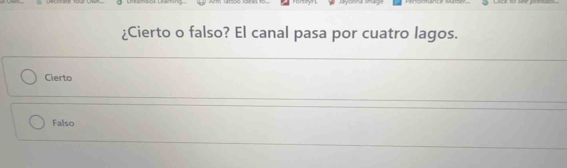 ¿cierto o falso? el canal pasa por cuatro lagos. cierto falso