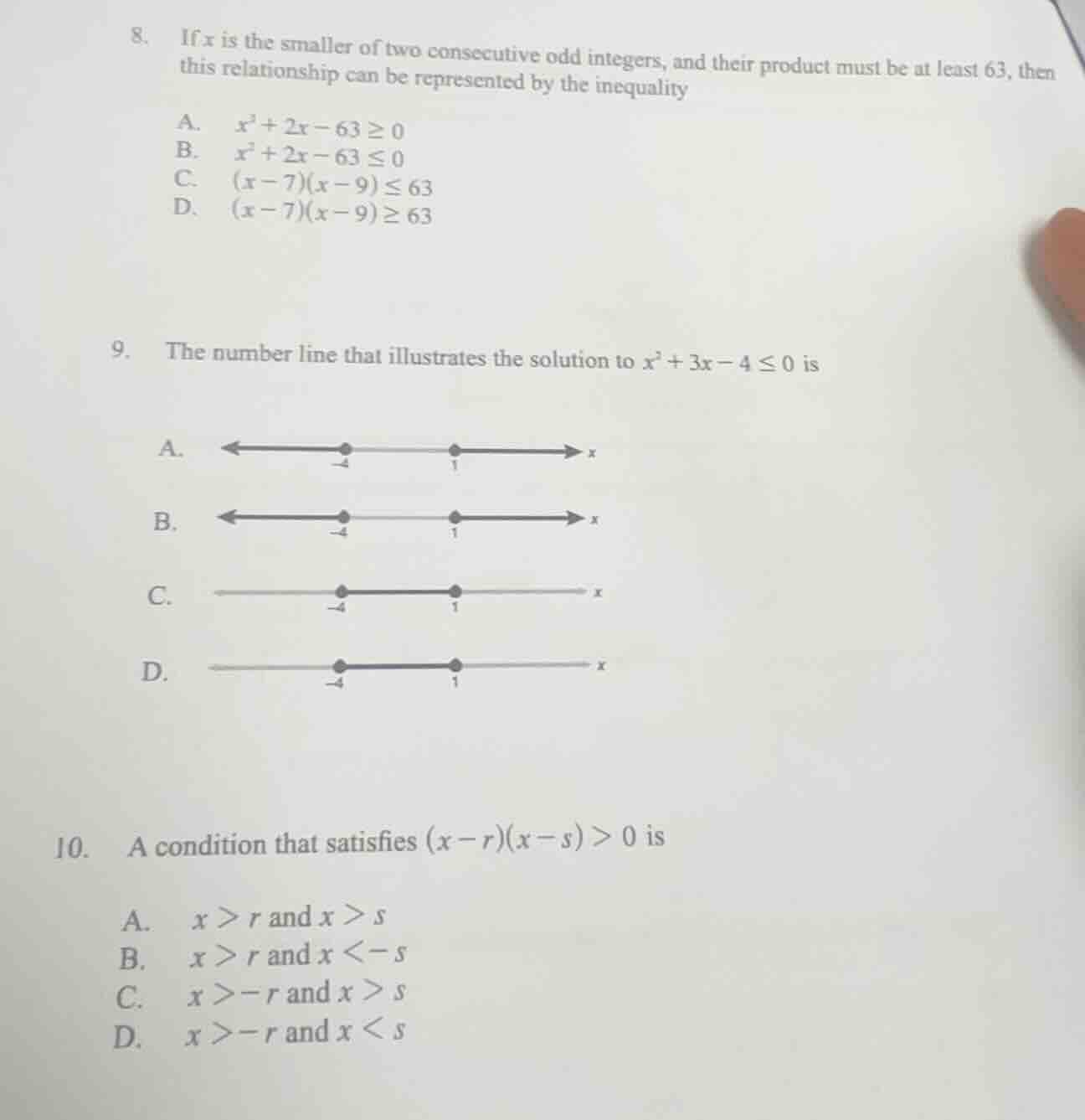 8. if x is the smaller of two consecutive odd integers, and their produ…