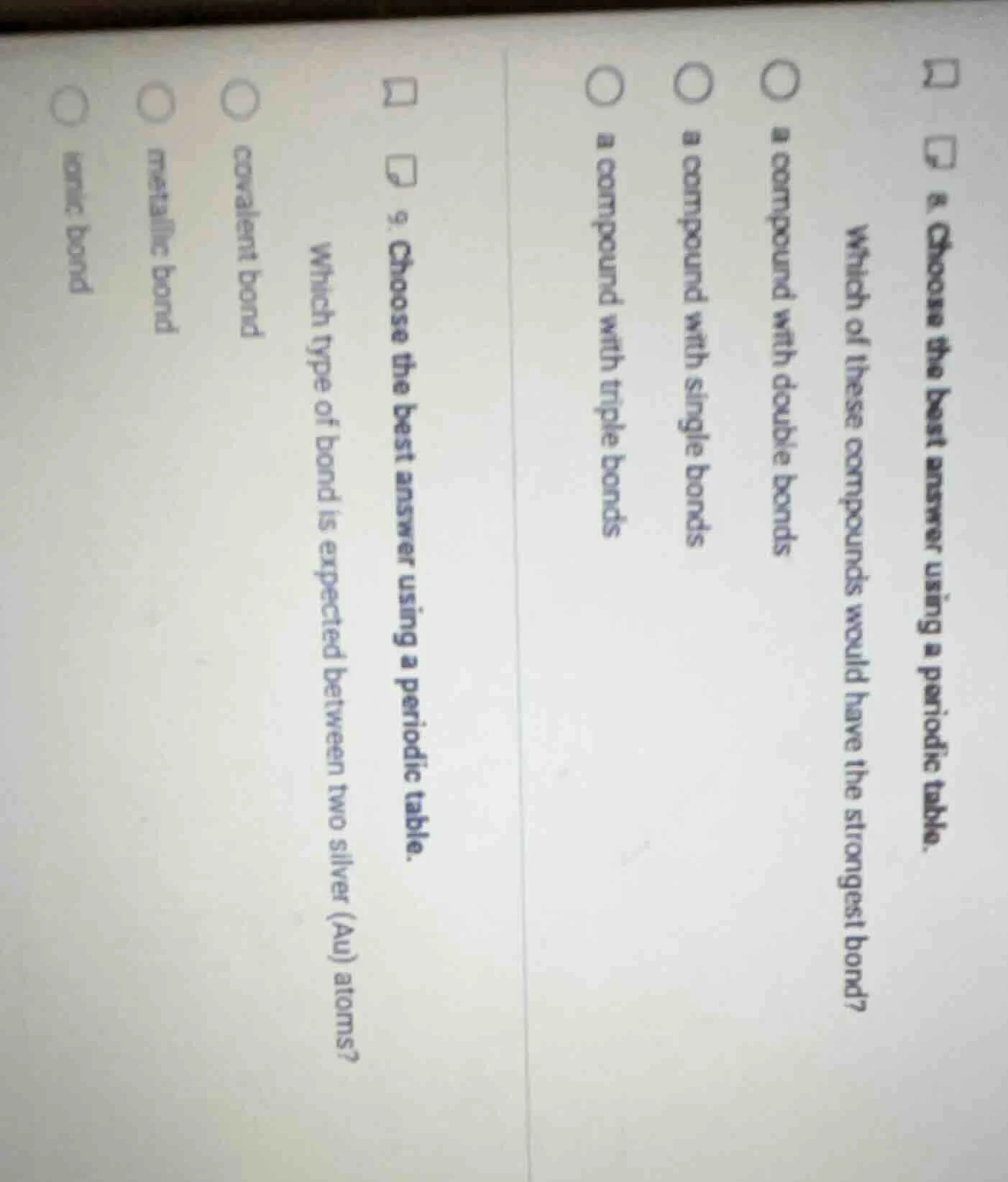 8. choose the best answer using a periodic table. which of these compou…