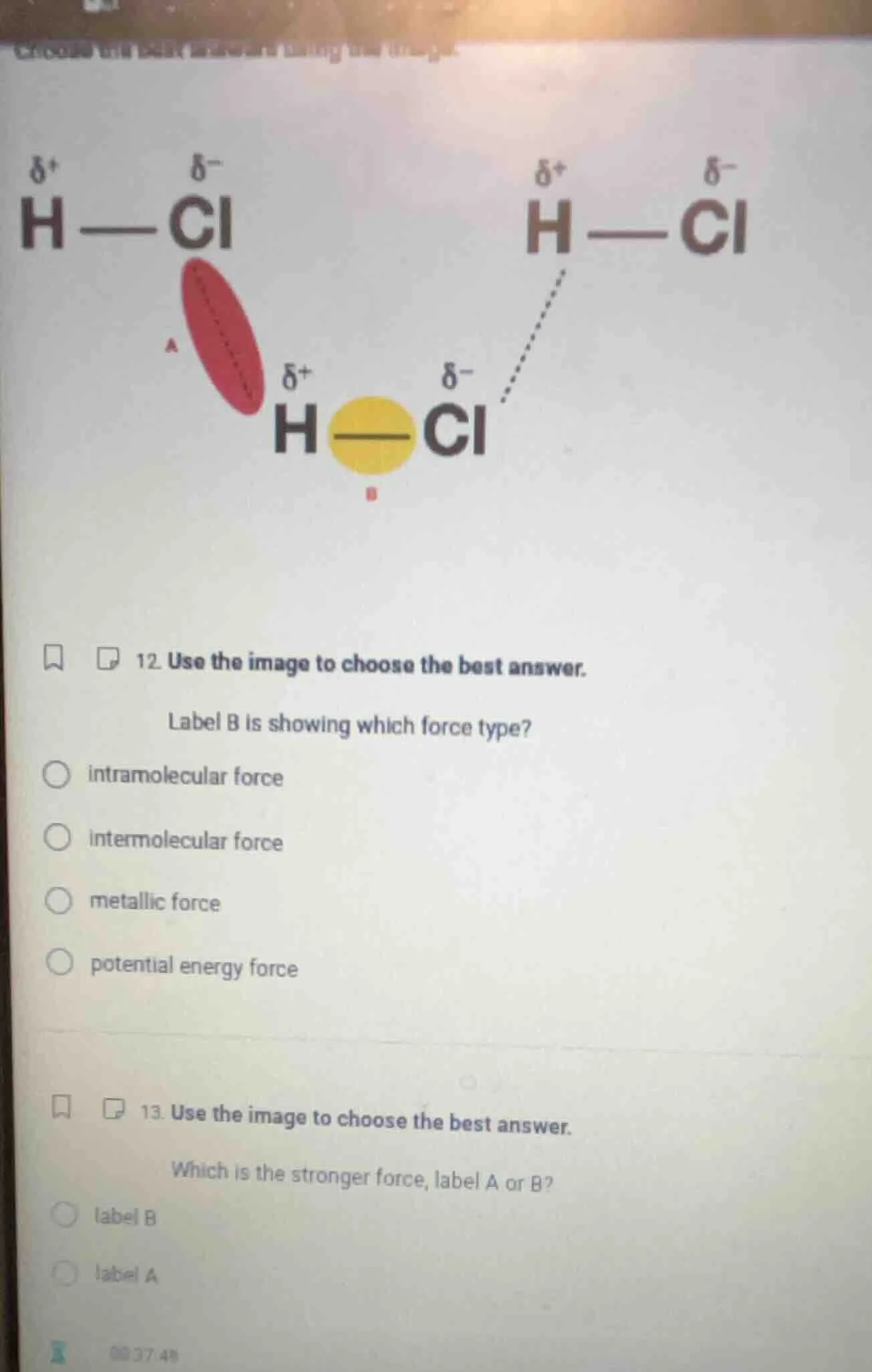 12. use the image to choose the best answer. label b is showing which f…