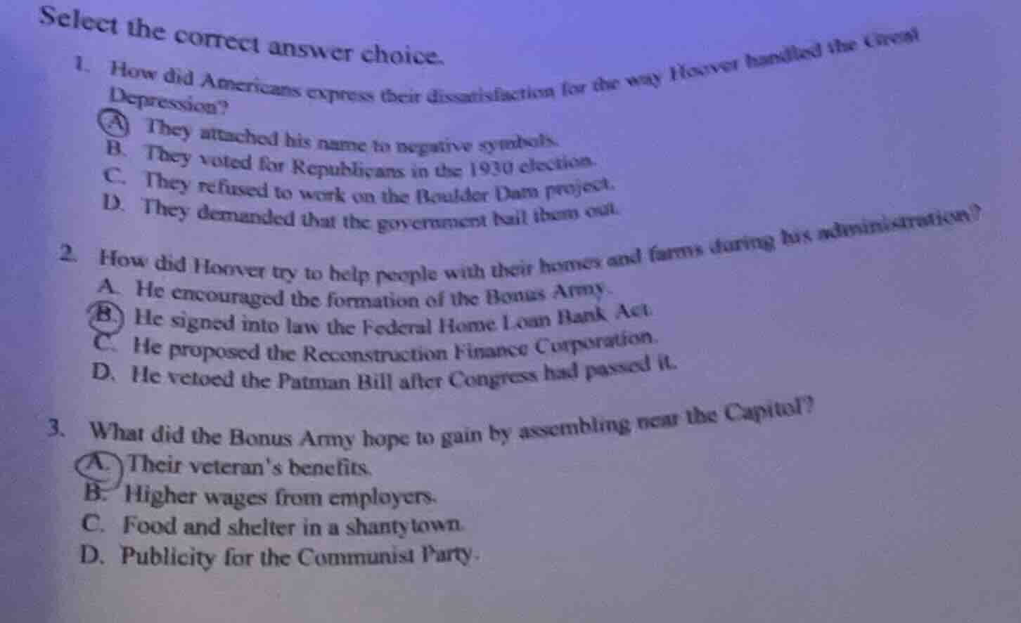 select the correct answer choice. 1. how did americans express their di…
