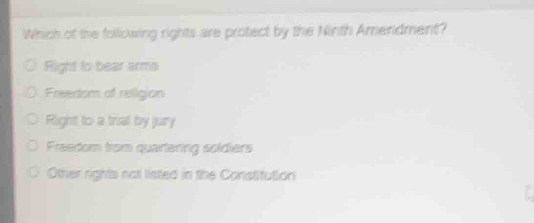 which of the following rights are protect by the ninth amendment? right…