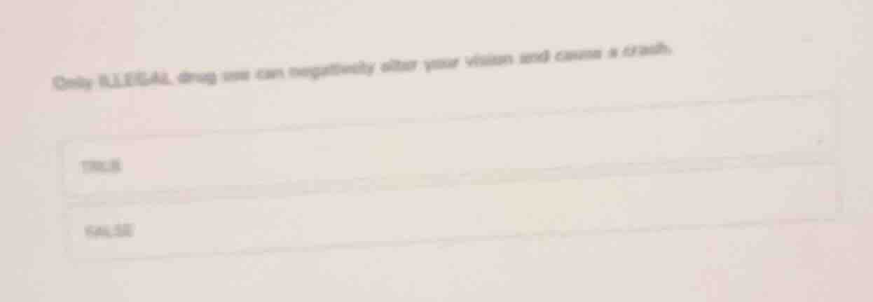 only illegal drug use can negatively alter your vision and cause a cras…