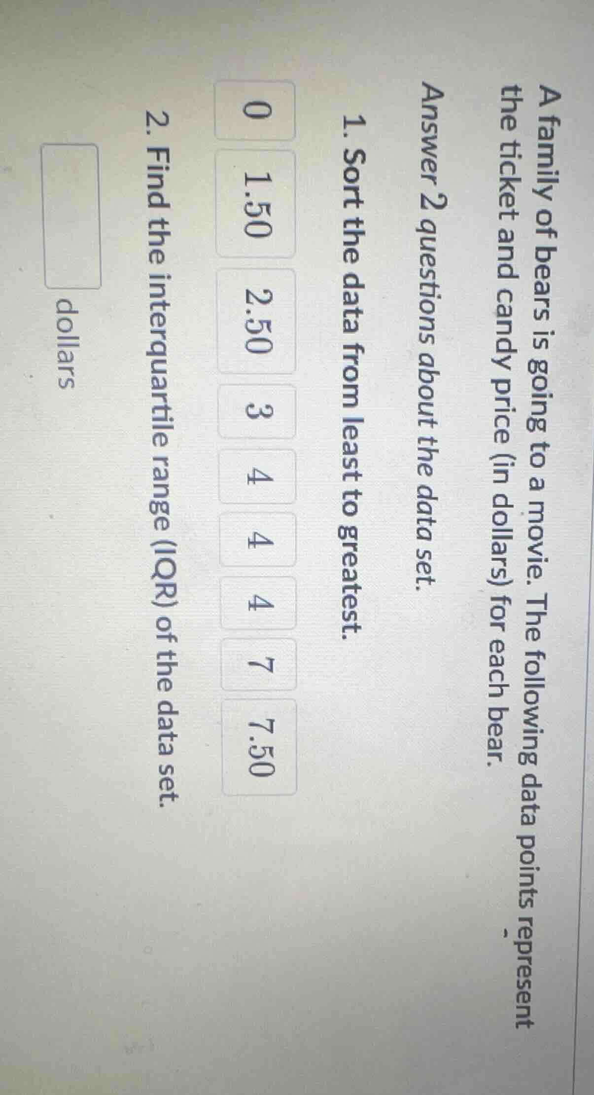 a family of bears is going to a movie. the following data points repres…