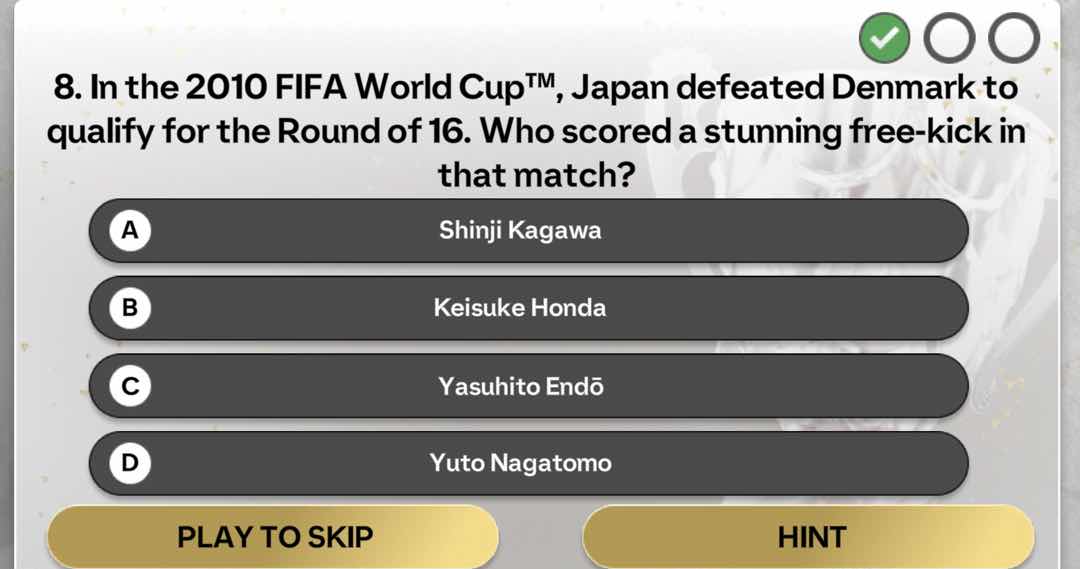 8. in the 2010 fifa world cup™, japan defeated denmark to qualify for t…