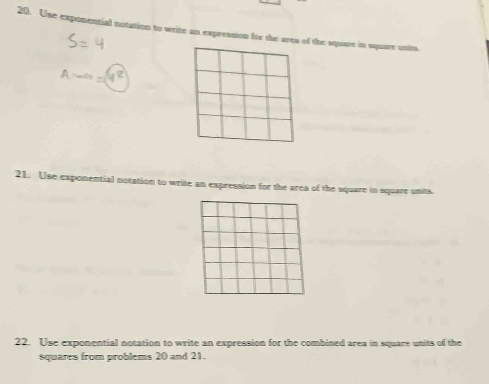 20. use exponential notation to write an expression for the area of the…