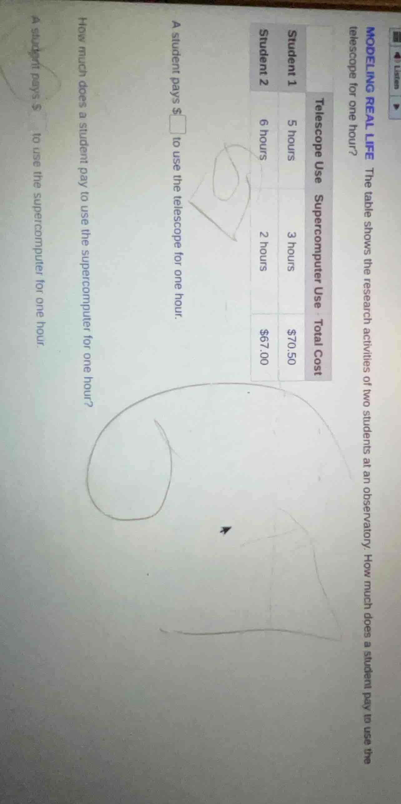 modeling real life the table shows the research activities of two stude…