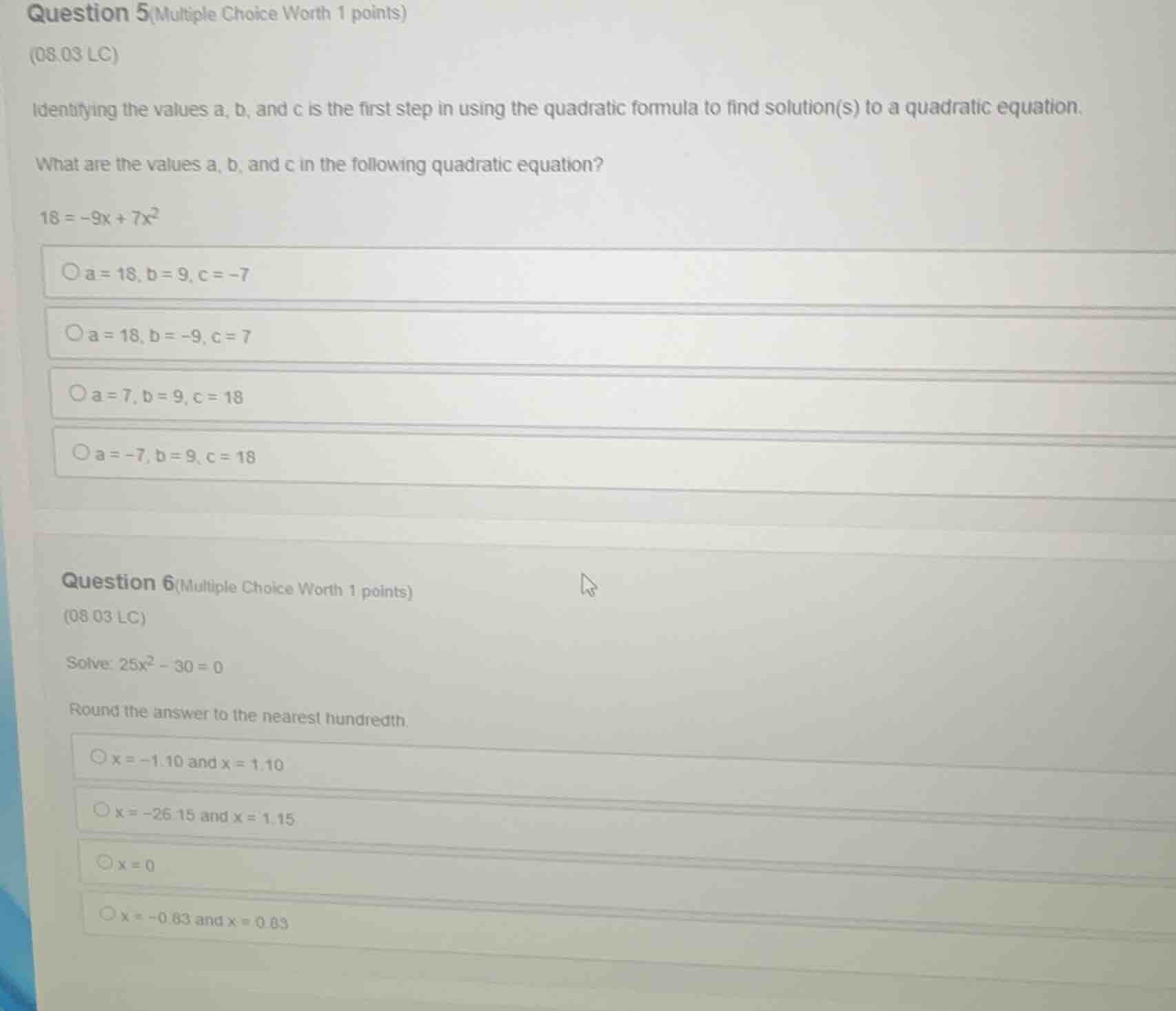 question 5 (multiple choice worth 1 points) (08.03 lc) identifying the …