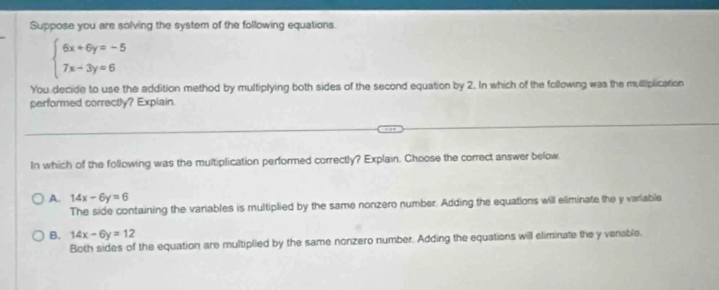 suppose you are solving the system of the following equations.\\(\\begi…