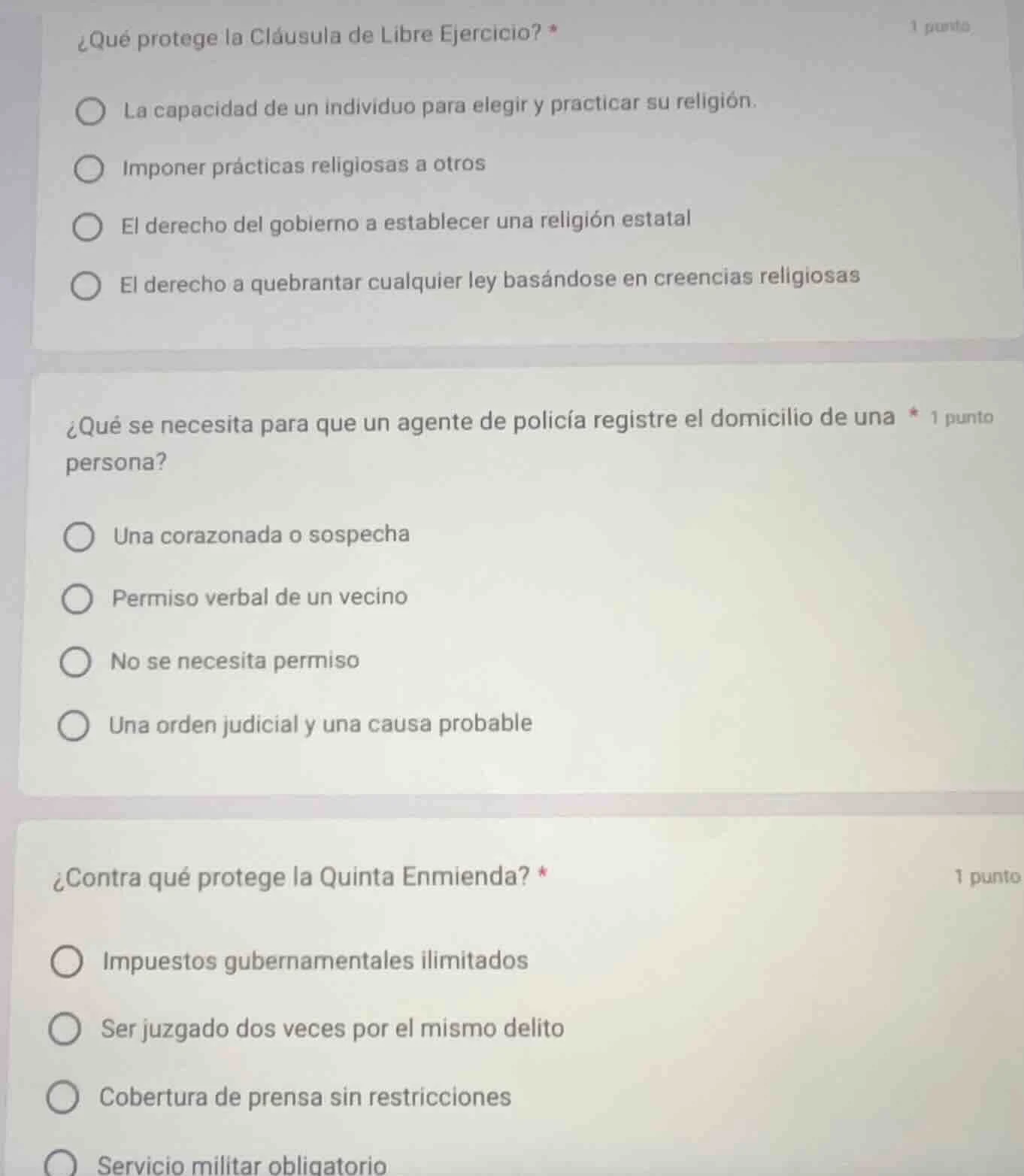 ¿qué protege la cláusula de libre ejercicio? * la capacidad de un indiv…