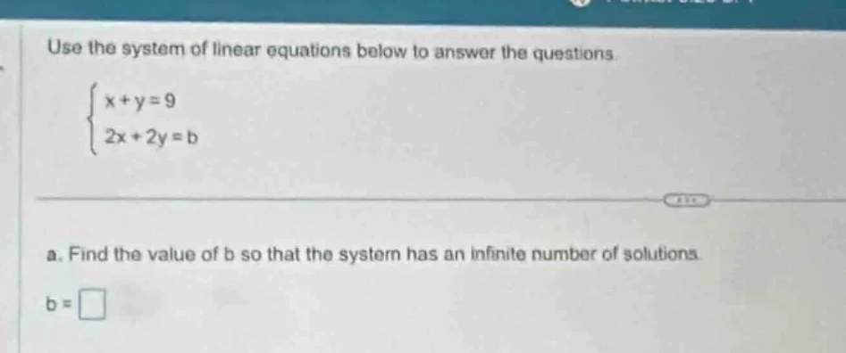 use the system of linear equations below to answer the questions \\begi…