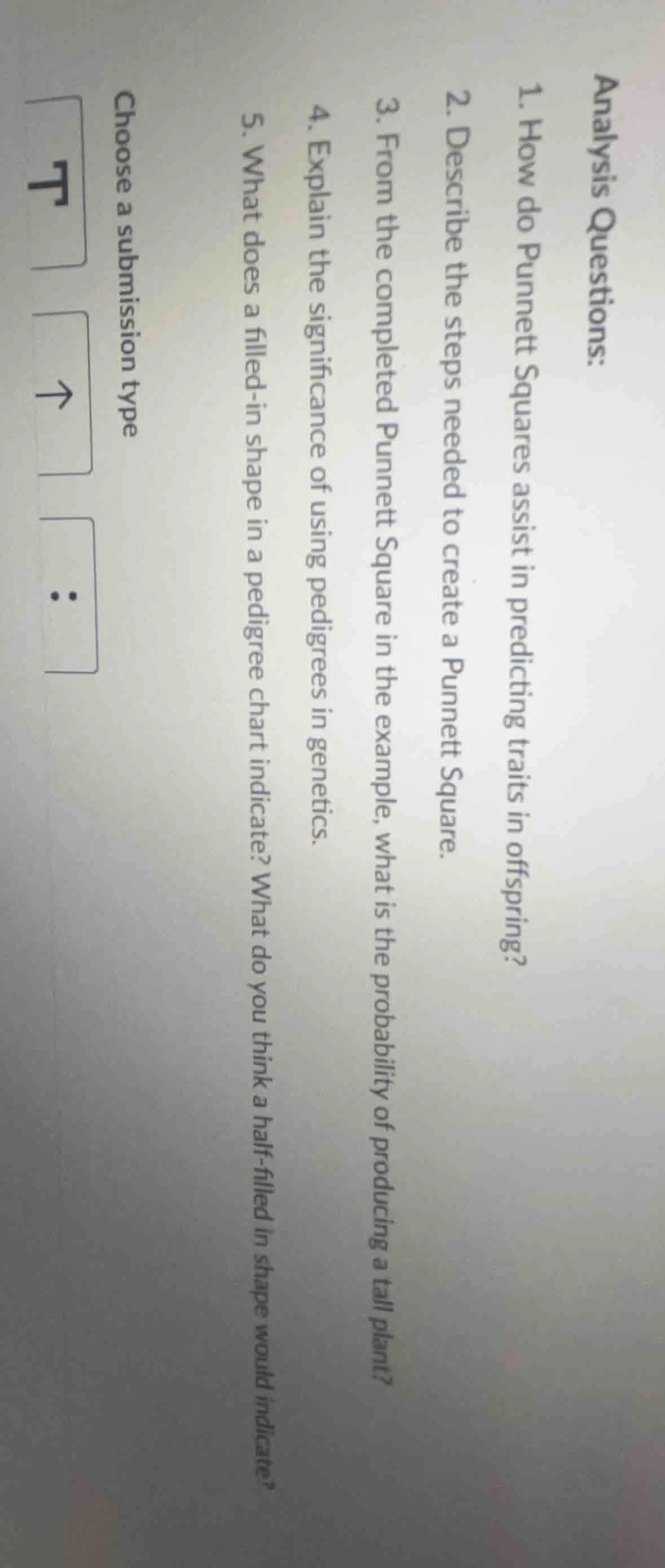 analysis questions: 1. how do punnett squares assist in predicting trai…