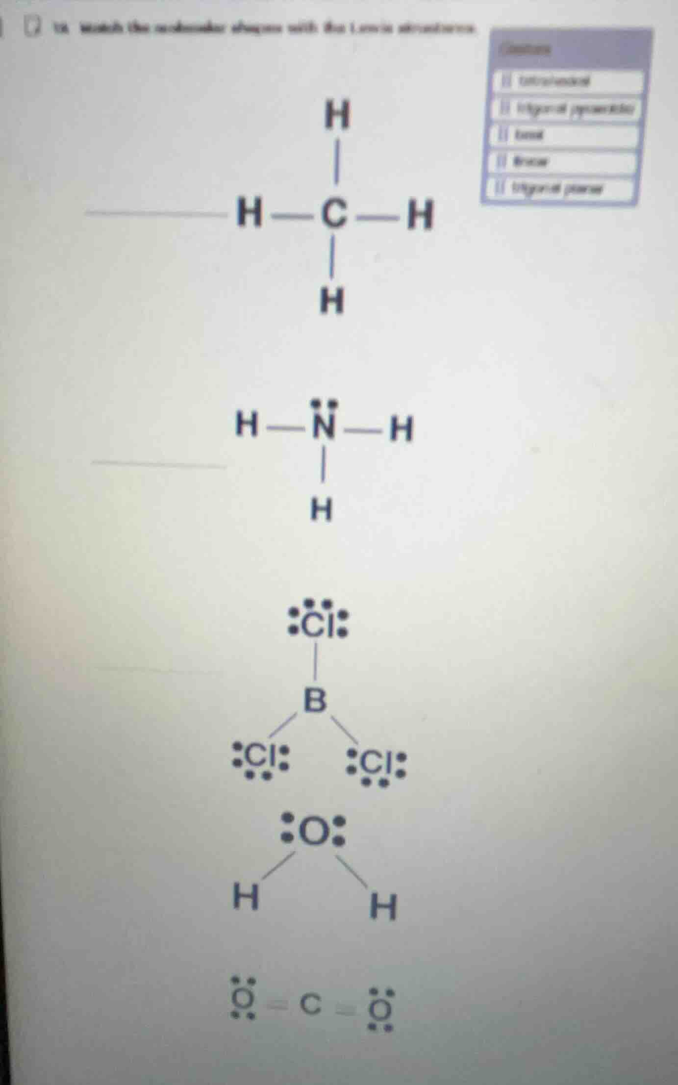 16. match the molecule diagrams with the lewis structures (the right si…