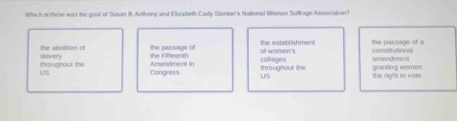 which of these was the goal of susan b. anthony and elizabeth cady stan…