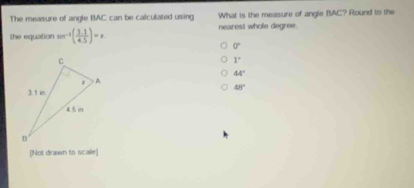 the measure of angle bac can be calculated using the equation \\(\\sin^…
